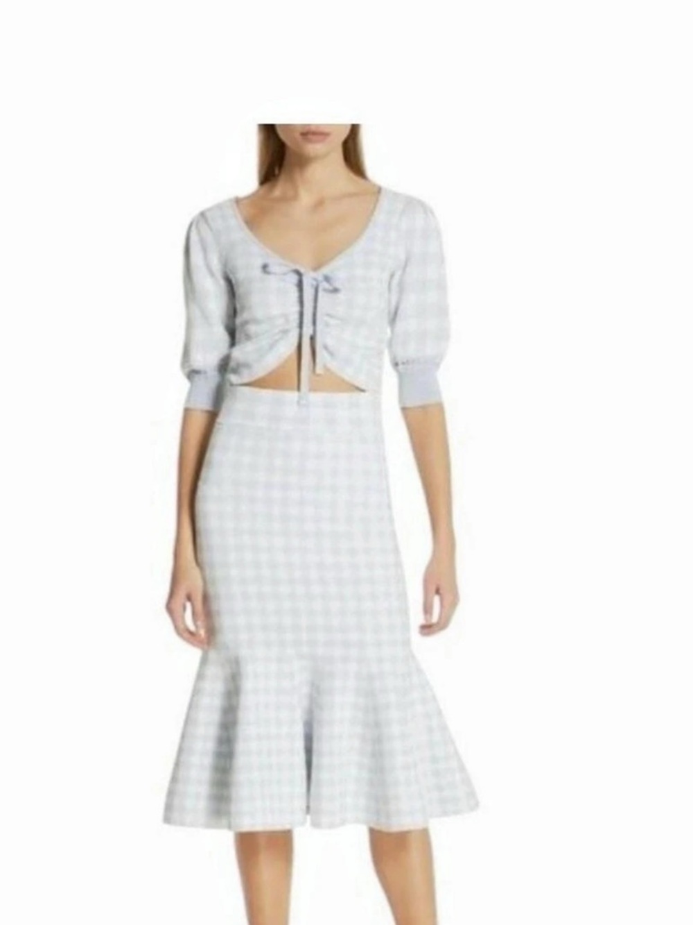 Jonathan Simkhai Midi Skirt in Blue & White Like New